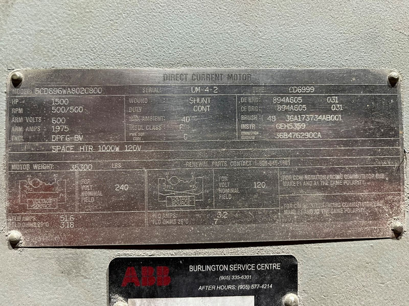 1500 HP 500/500 RPM General Electric 5CD696WA802C800, DC electric motor, DPFG-BV, 600 VA - Image 2