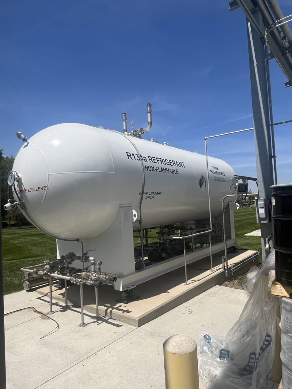 6565 gallon PES, Refrigerant Storage Tank System, R134a, skid mount pump & valve system, 250 psig, ASME - Image 8