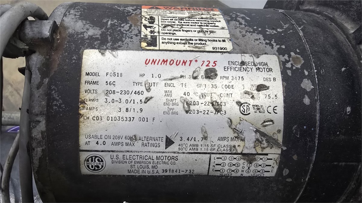 100 HP 1750/2000 RPM Emerson 3660D450100 DC Motor, Frame 366AT, w/1 HP Blower Motor, Shunt Wound, 160 Amps - Image 6