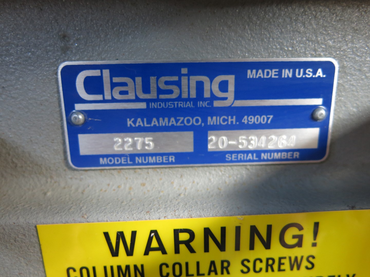20 Clausing #2275, Drill Press, 1.5 HP, 208-230/460 V., 3ph, variable speed, 19.5" x 22" table, - Image 6