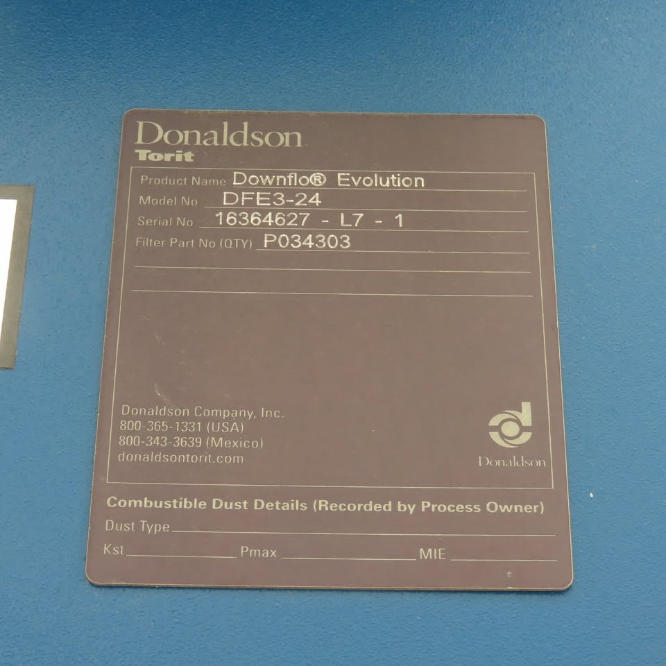 Donaldson Torit #DFE3-24, Dust Collectors, Baldor EM4115T, 50 HP, 3Ph, 230/460 V., 1775 RPM, w/ ductwork, 2022 - Image 2