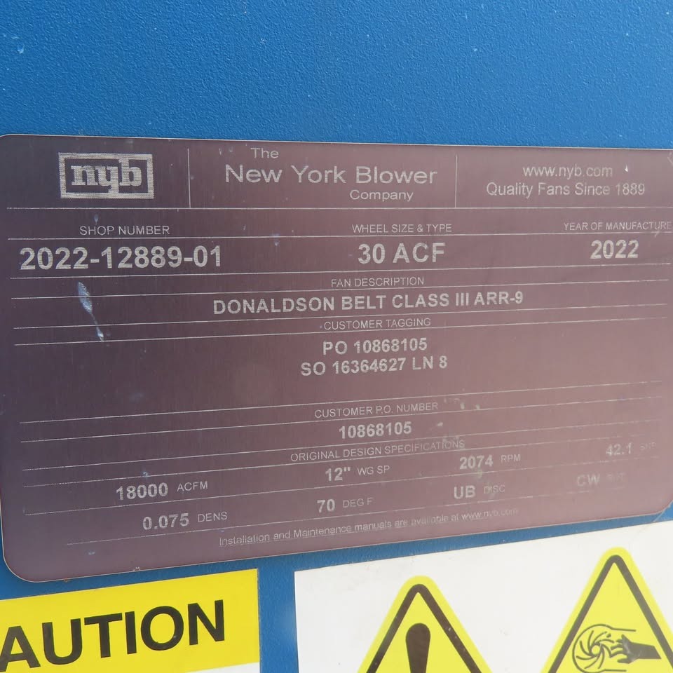Donaldson Torit #DFE3-24, Dust Collectors, Baldor EM4115T, 50 HP, 3Ph, 230/460 V., 1775 RPM, w/ ductwork, 2022 - Image 10