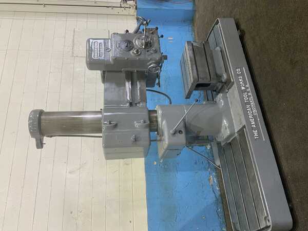 3' -11" American, radial arm drill, 36" x 46" dual base, power elevation/column clamping, 5 HP - Image 2