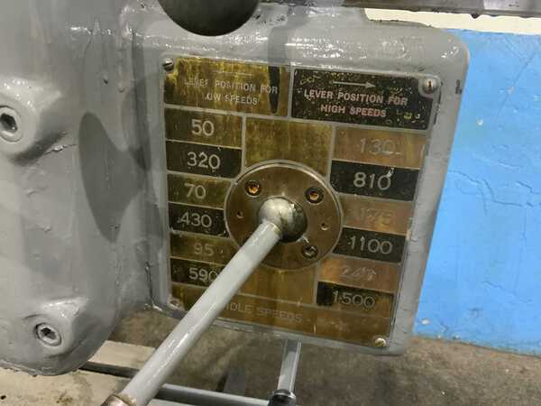 3' -11" American, radial arm drill, 36" x 46" dual base, power elevation/column clamping, 5 HP - Image 5