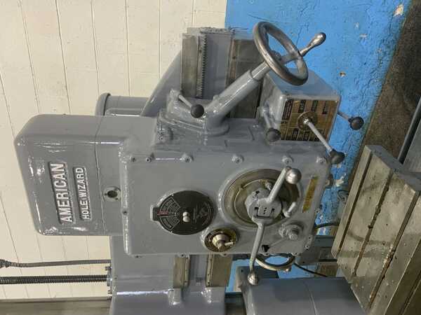 3' -11" American, radial arm drill, 36" x 46" dual base, power elevation/column clamping, 5 HP - Image 6
