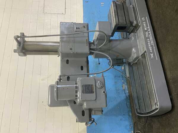 3' -11" American, radial arm drill, 36" x 46" dual base, power elevation/column clamping, 5 HP - Image 9