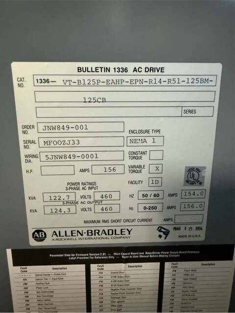 Allen-Bradley #Bulletin-1336, MCC, 156A, 460 Volts, (2 available) - Image 8