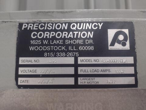 60" x 38" x 38" Precision Quincy #45E-1000M, Heated Oven, 572-1000 °F, 1.5 HP 2520 DFM Recirculating Fan - Image 3