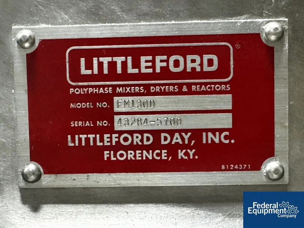 Littleford #FM-130D, Plow Mixer, 4.6 cu.ft., 130 L, 304 Stainless Steel, 90 psi, 330&deg;F, 7 HP, 460 V., on - Image 3