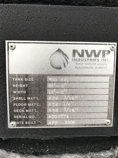 400 bbl Coated Storage Tank, 2008 - Image 2
