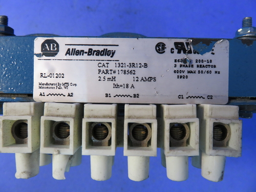 12 Amps, Allen-Bradley 1321-3R12-B, 3 phase line rector 2.5 MH, 1 yr warranty - Image 3