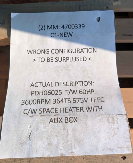 60 HP 3550 RPM Teco Westinghouse #AEHH8N, electric driver, 2025 - Image 6