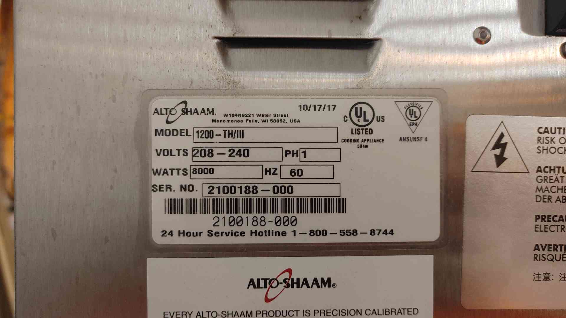 Alto-Shaam #1200-THIII Halo Heat, Full Height Insulated Mobile Heated Cabinet, 1PH, 208-240V, 8000W, 2017 - Image 5
