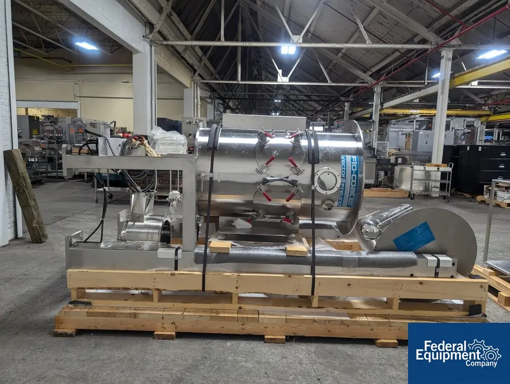 Vector #FL-M-15, Fluid Bed Flow Coater, Dryer, Stainless Steel, 9" wurster insert, on carts, 2001 - Image 8