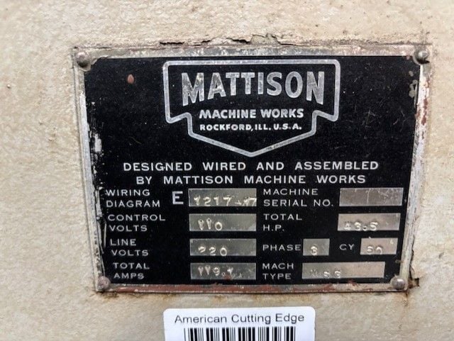 14" x 72" Mattison #14X16X72, horizontal reciprocating table, 20" x 3" wheel - Image 4