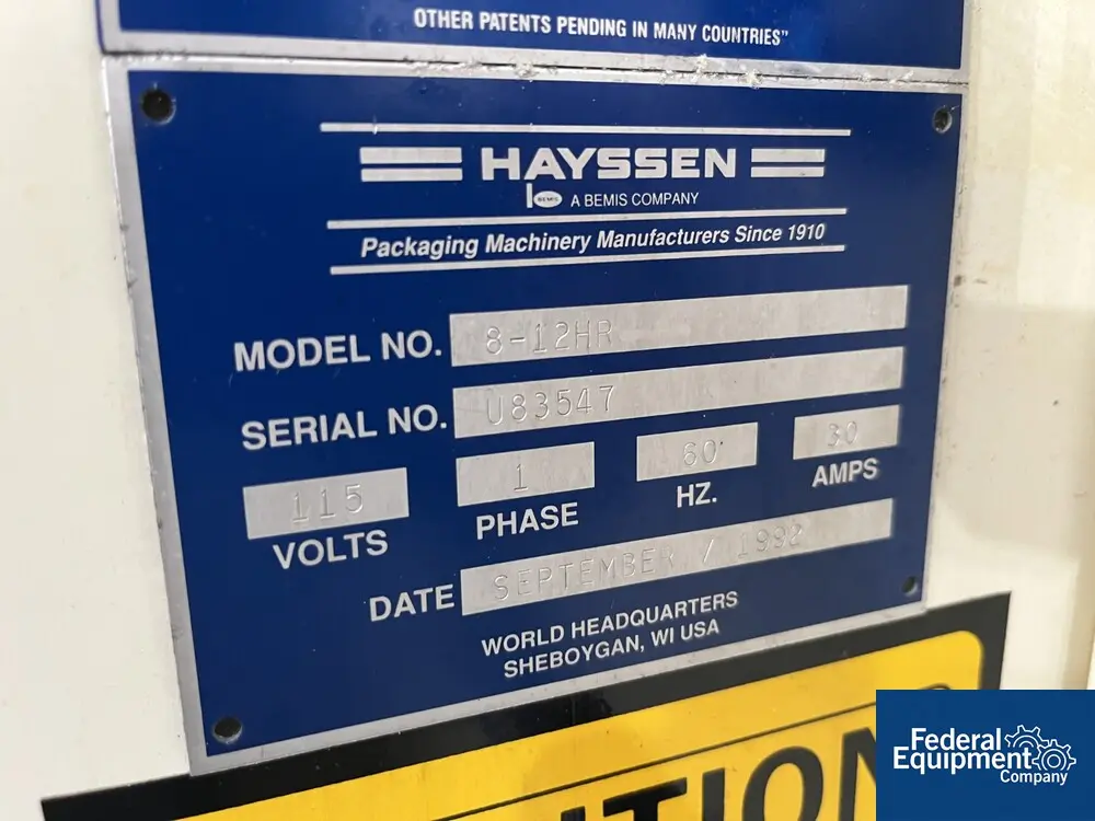 Hayssen #8-12HR-Ultima, Vertical Form, Fill & Seal Machine, 115 V., 2-tube, 1992 - Image 4