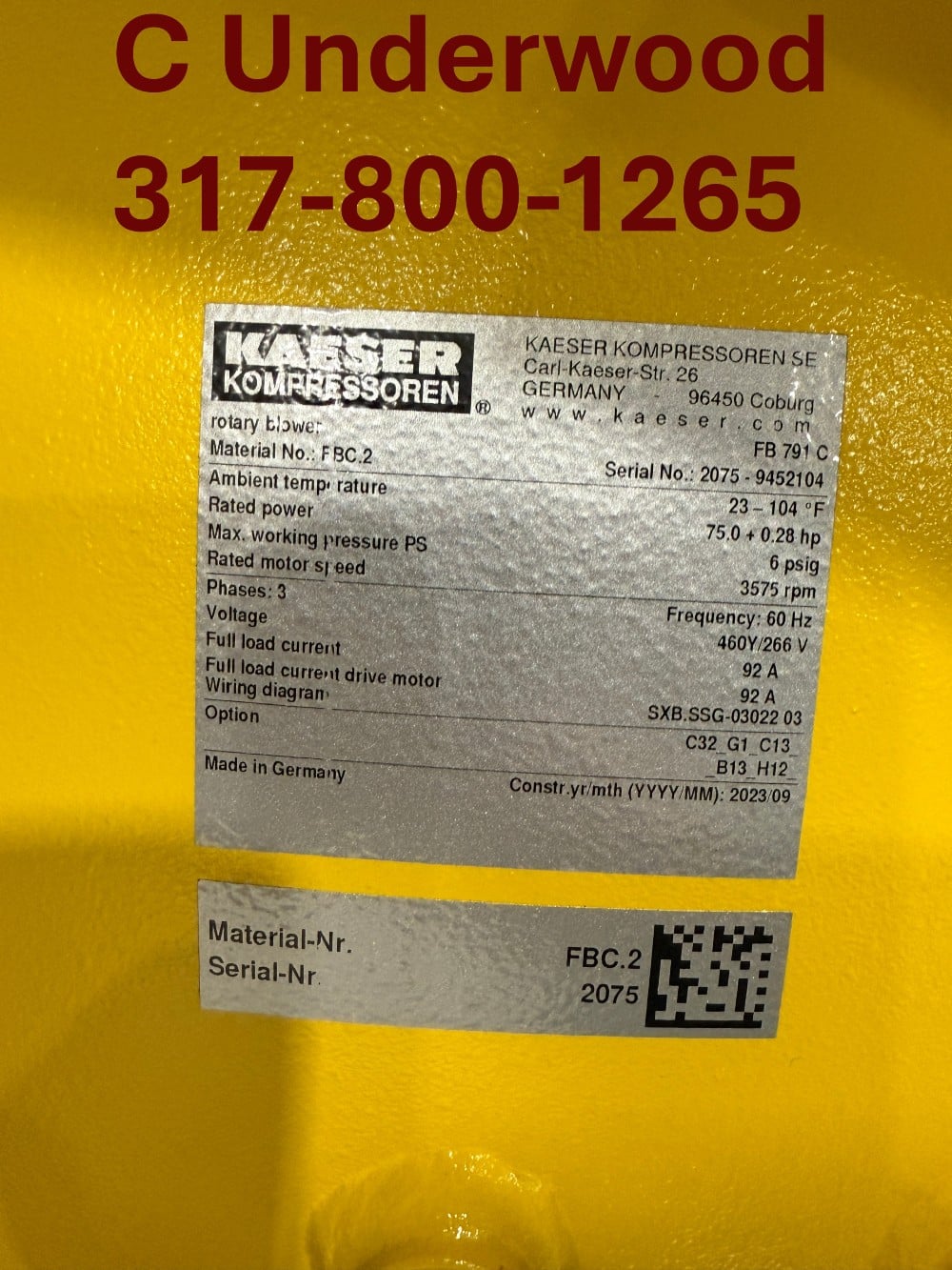 Kaeser Omega #FB790C, centrifugal blower with full enclosure Plus package, brand new - Image 10