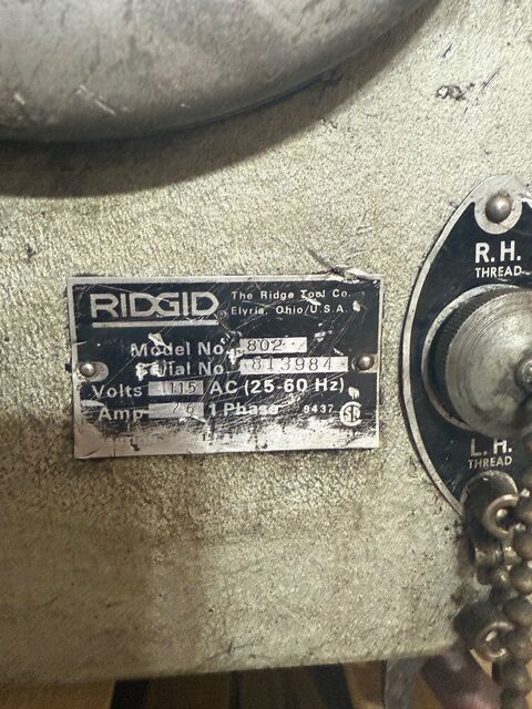 Ridgid #802, pipe threading machine, 115 V., 1-phase, 26 amps. - Image 2
