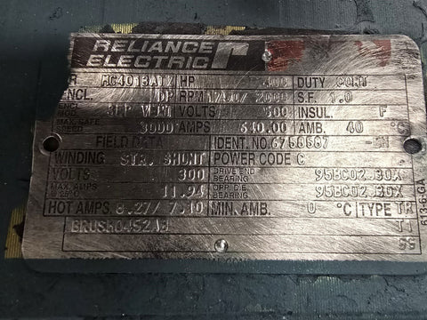 400 HP 1750/2000 RPM Reliance 6758587, Frame MC4013ATZ, 500 VA, 300 VF - Image 2