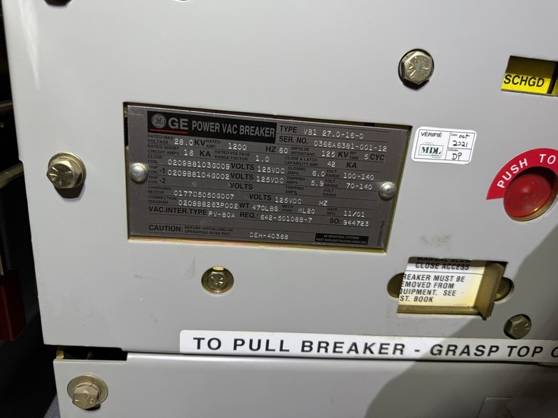 General Electric, 25 KV switchgear lineup, 1200amp with Power Vac breaker VB1 27.0-16-0 - Image 7