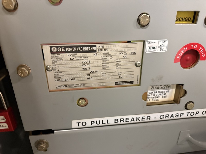 General Electric, 25 KV switchgear lineup, 1200amp with Power Vac breaker VB1 27.0-16-0 - Image 9