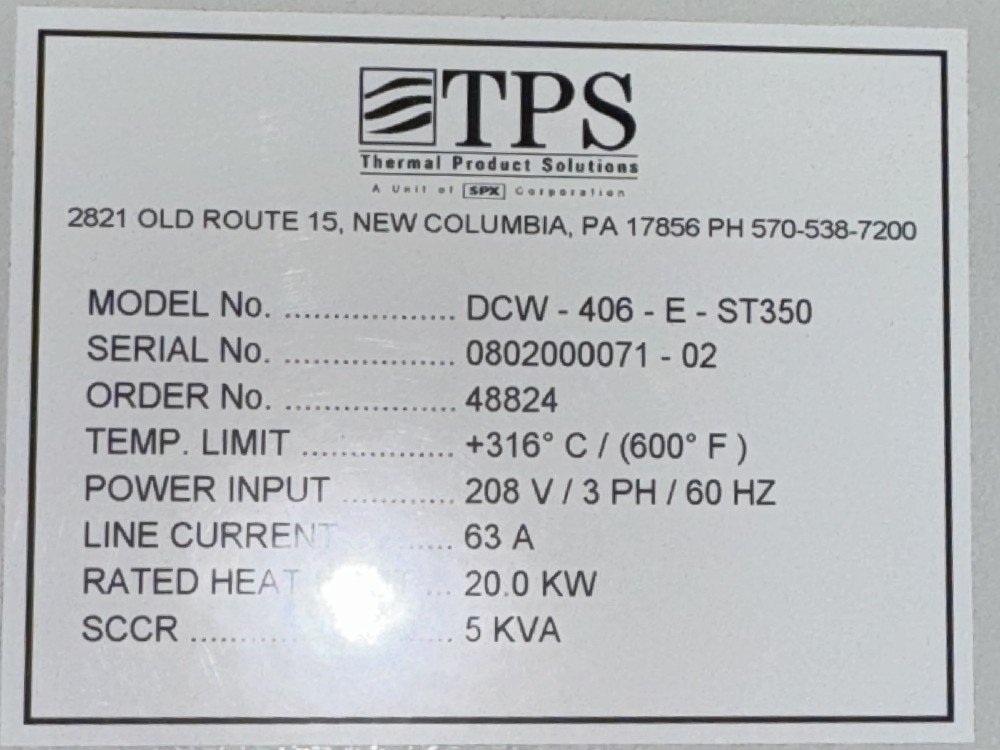 60" width x 50" H x 24" L Blue M #DCW-406-E-ST350, cabinet oven, Stainless Steel interior, 600°F, like new - Image 10