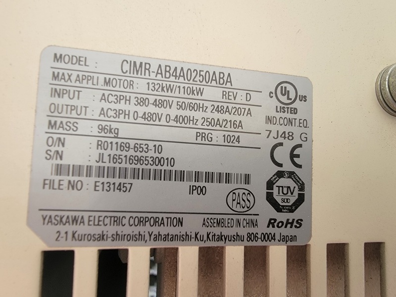 177 HP Yaskawa, CIMR-AB4A0250ABA, 600 Volts, 250 amp - Image 2