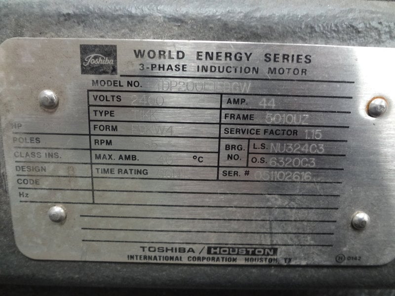 200 HP 1800 RPM Toshiba, Frame 5010UZ, TEFC, BB, unused, 2400 Volts - Image 2