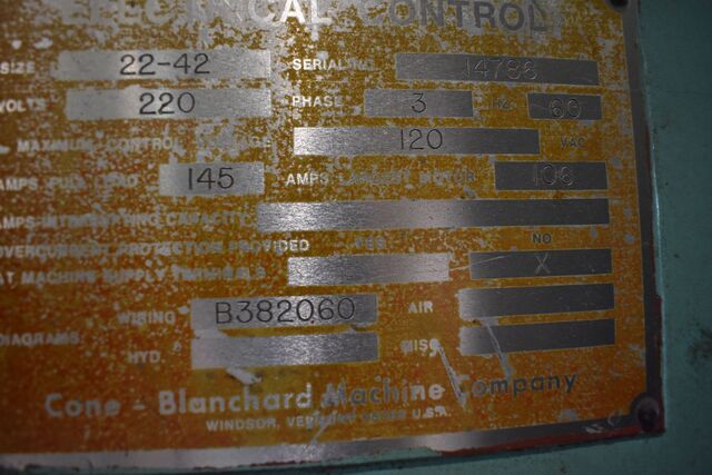 Blanchard #22-42, vertical rotary surface grinder, 48" swing, 42" chkl, 22" wheel diameter, 23" under wheel - Image 5