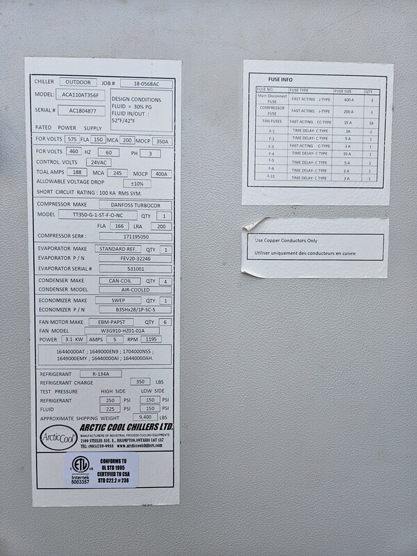 110 Ton, Arctichill, chiller with safety switch - Image 2