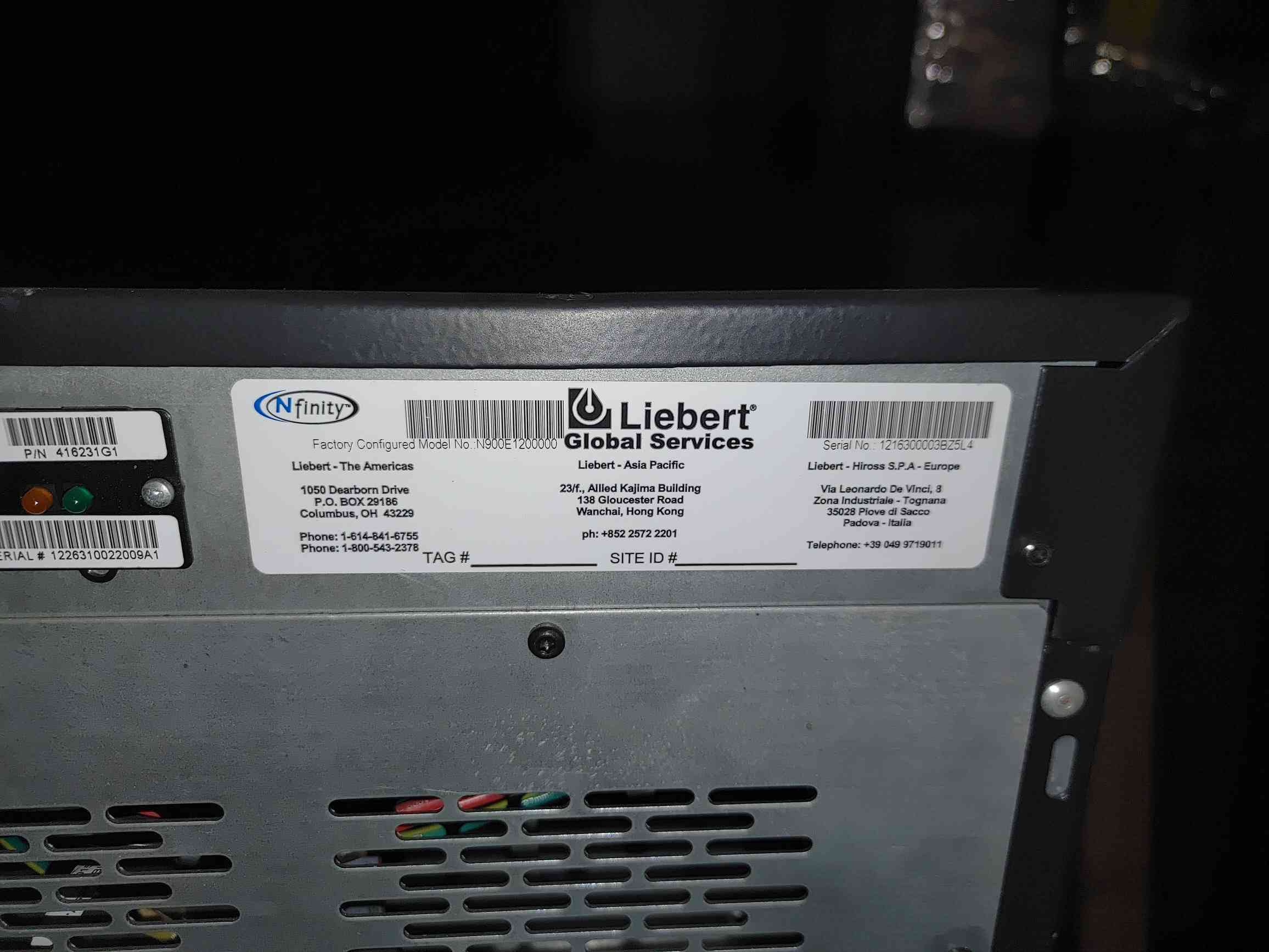 Liebert Nfinity #N900E1200000, Battery Expansion Cabinet, w/ 3x NBATTMODR Battery Packs - Image 2