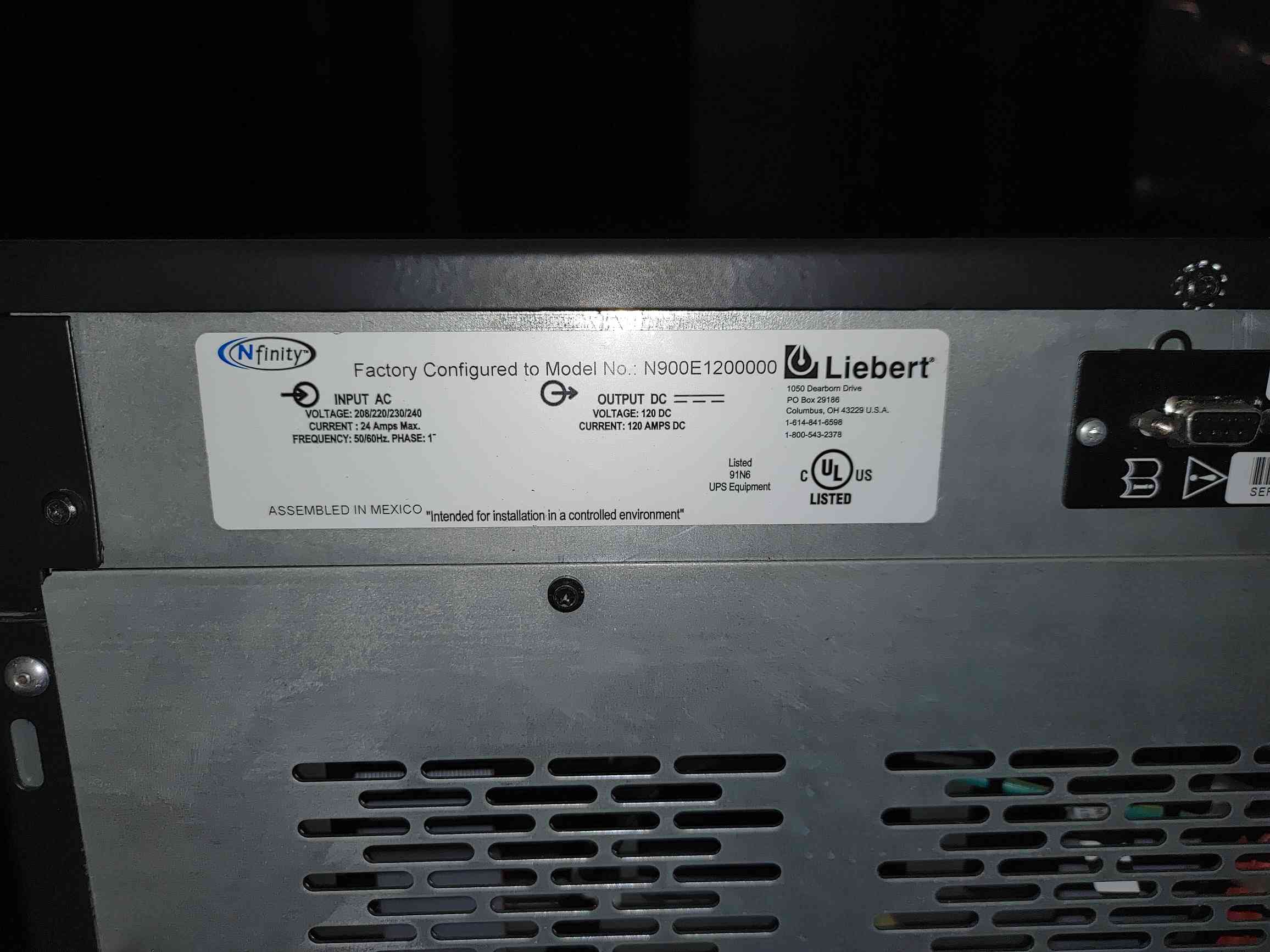 Liebert Nfinity #N900E1200000, Battery Expansion Cabinet, w/ 3x NBATTMODR Battery Packs - Image 3
