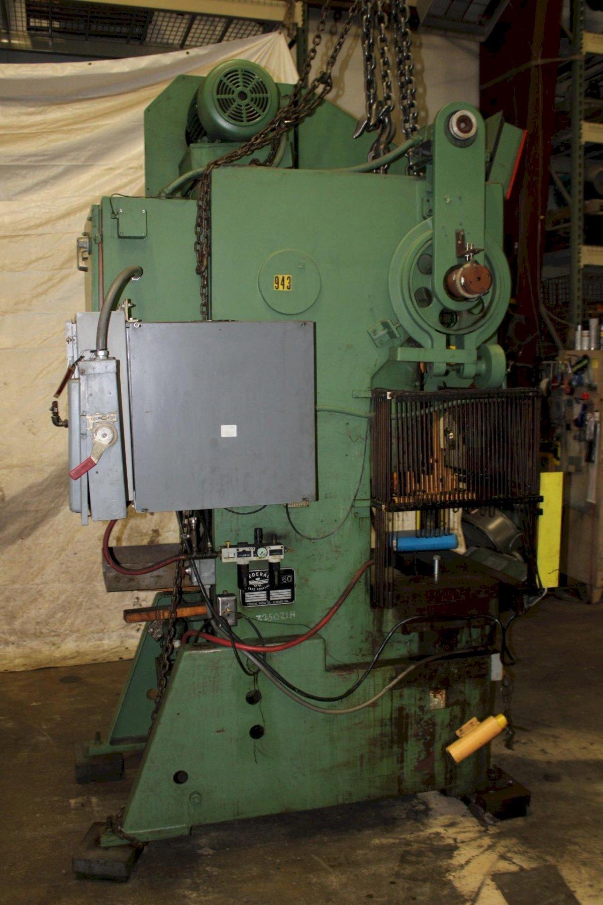 60 Ton, Federal #60, OBI metalworking punch press, 4" stroke, 13" Shut Height, 2.5"ram adj., 45-90 SPM, 32" - Image 6