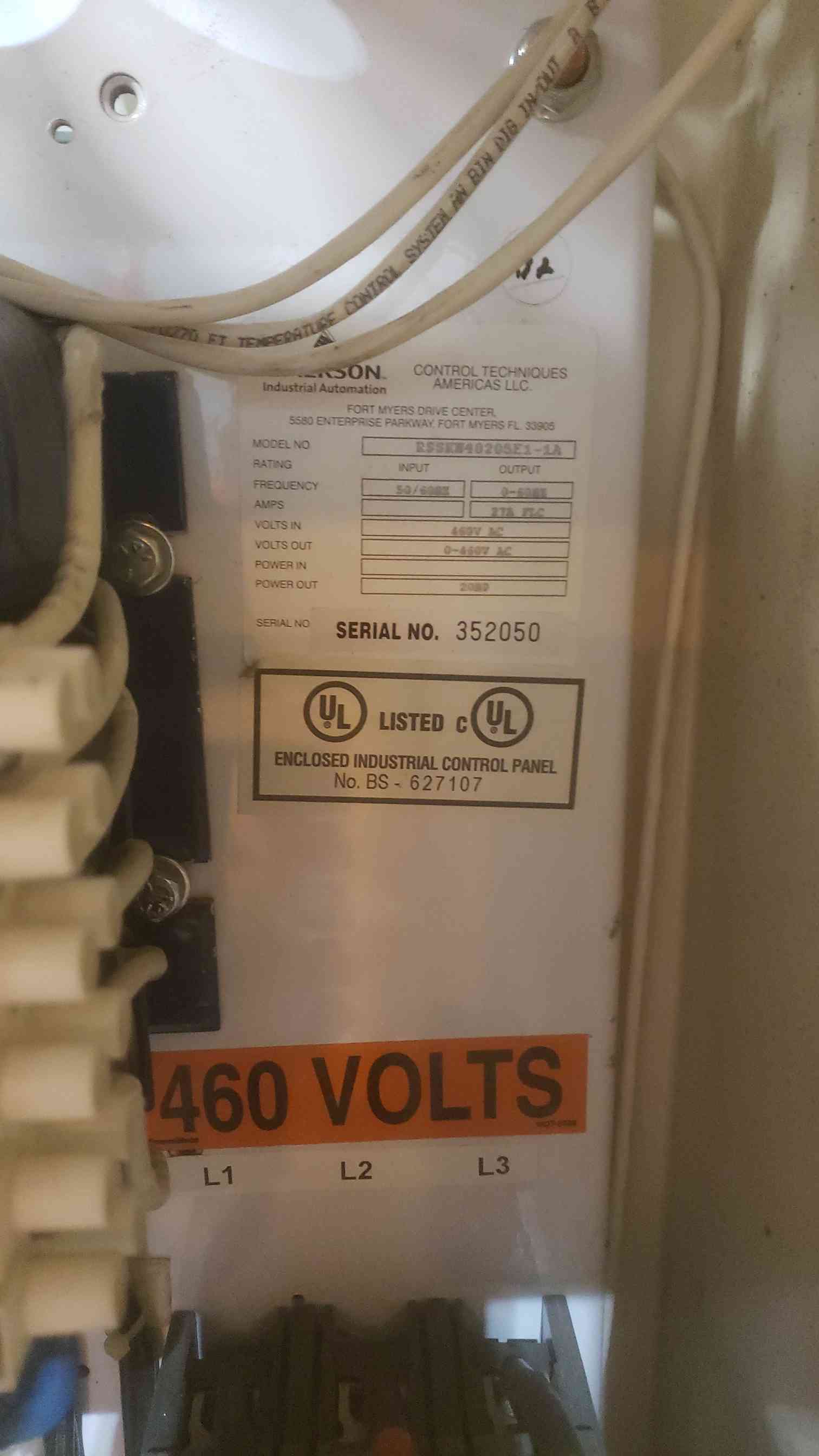 Emerson Industrial Automation, RSSKW4, Control Panel, 7.5 HP, 3ph, VFD, 480 Volts (2 available) - Image 6
