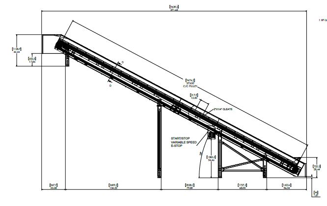 14" wide x 31' long, MC3 Conveyor #3, Slider Bed Belt Conveyor (D-Style), cleated belt, new surplus - Image 4
