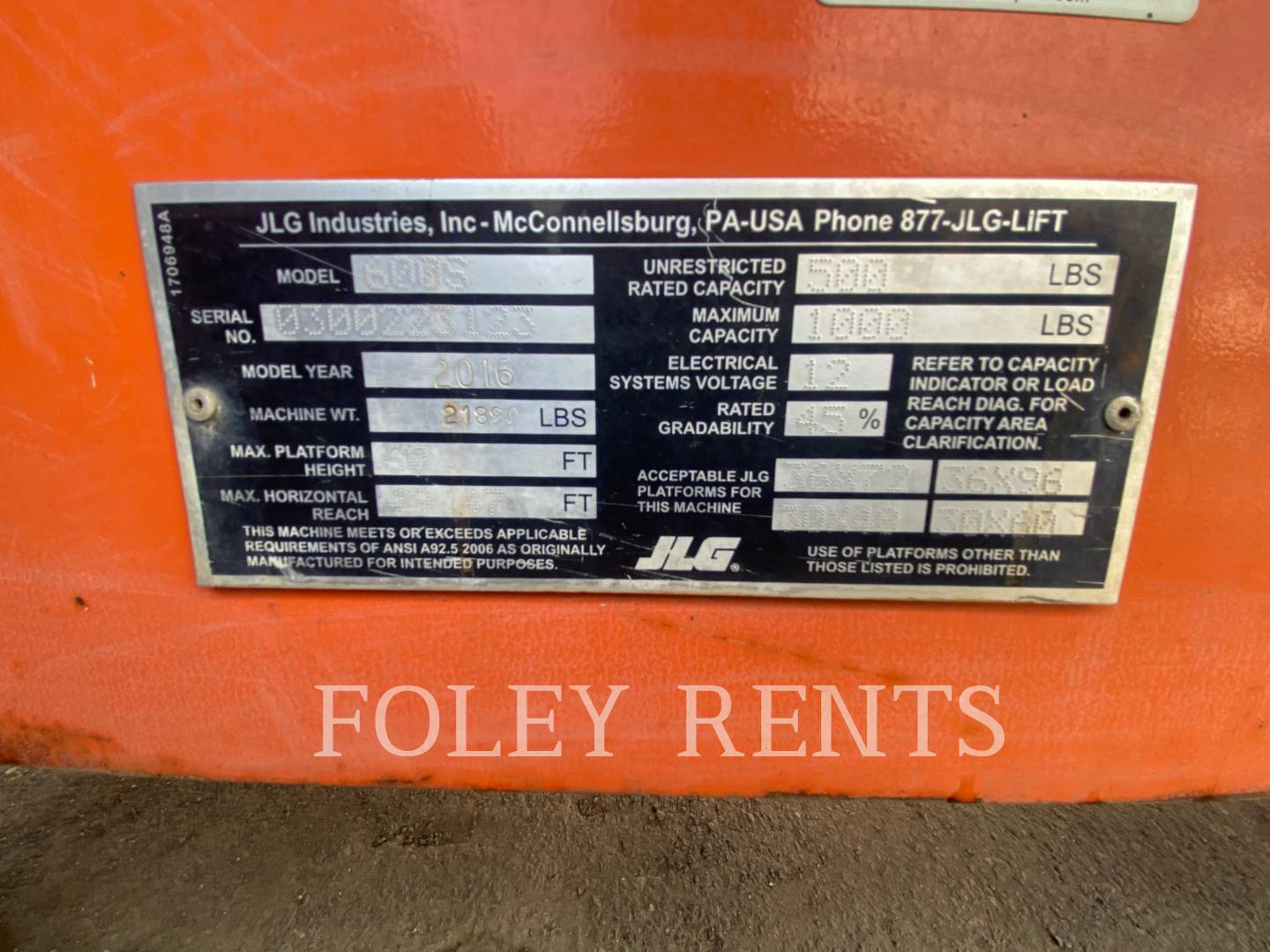 Jlg Industries, Inc. 600S, Articulated Boom Lift, 1260 hours, S/N: 0300223123, 2016 - Image 6
