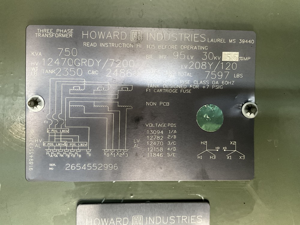750 KVA 12470GY/7200 Primary, 208Y/120 Secondary, 3 phase, Padmount Transformer - Image 1