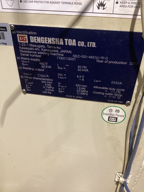 Dengensha #NDZ-050-46ENU-R-D, PED Spot Welders - Image 5
