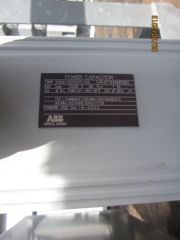 35000 KVAR, ABB, 3 PHASE, CAP BANK W/ 4 RACKS CONTAINING (20EA) 500KVAR CANS, 13280V - Image 3
