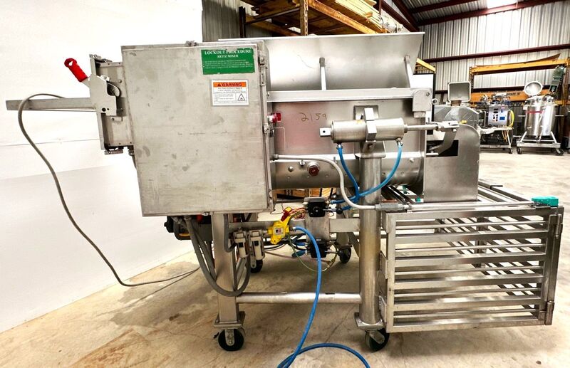 Rietz-Bepex #RS-15-K3403-6, twin shaft jacketed mixer, 41" L x 30.5" W x 19.5" D trough, portable on wheels - Image 1