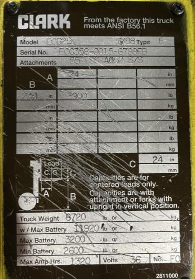 5000 lb. Clark #ECG25, electric forklift - Image 2
