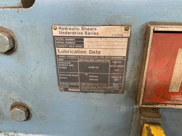 1/4" x 10' Niagara #IF10, Hydraulic Squaring Shear, 10.2' overall Blade length, 36" Back Gauge, 24/60 SPM, 15 - Image 4