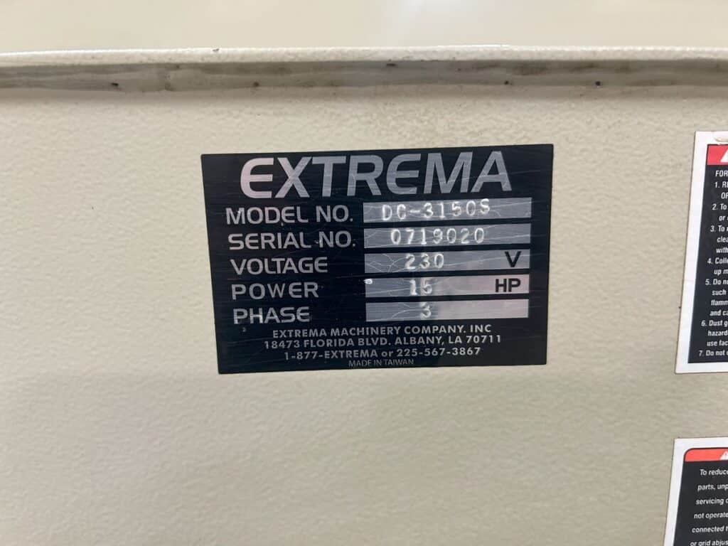 Extrema #DC-3150S, Typhoon Bag-House Dust Collector, 24" Bag diameter, (7) Filter Elements, 15 HP, 230 V - Image 4