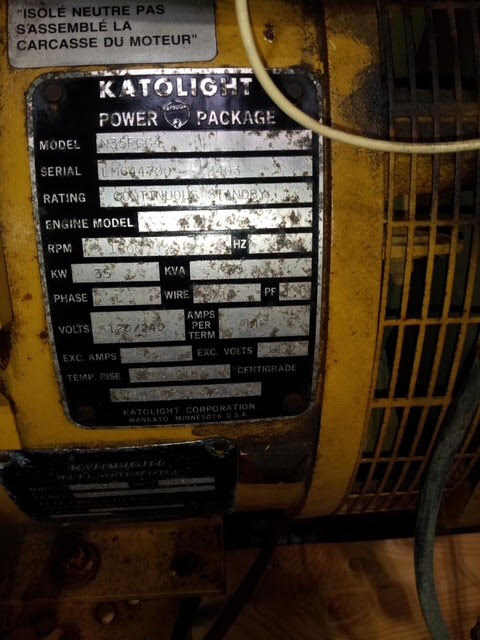 35 KW Kato #N35FGG4, Natural gas LP generator set, 120/240 Volts, 146 A., 707 hours - Image 2