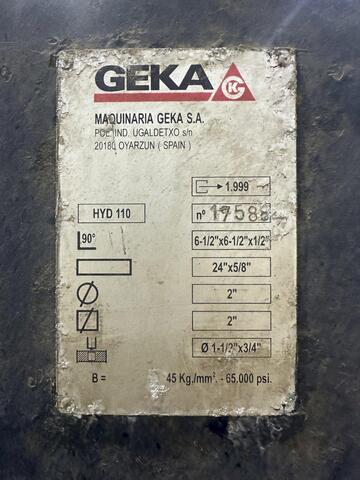 6-1/2" x 6-1/2" x 1/2" Geka #Hyd-110, 110 ton, hydraulic ironworker, 3" stroke, dual rams, foot pedal, 1999 - Image 3