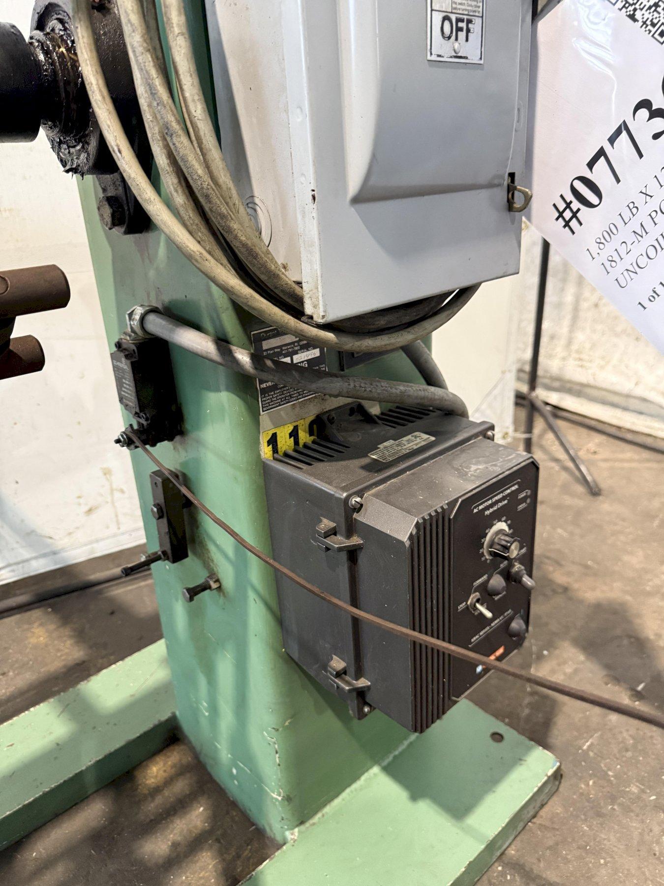 1800 lb. Rapid-Air #XL-1812-M, powered uncoiler, 48" outside dimensions, 16"-20" ID, 12" width, forward & - Image 3
