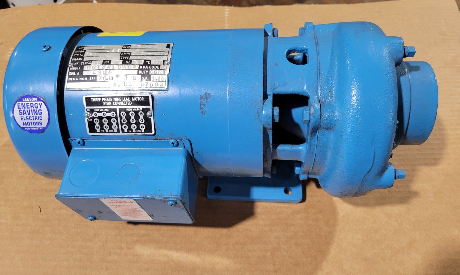 220 GPM @ 11' TDH, Baltimore Aircoil, Pump w/Leeson C6T34FC40A Electric Motor, 1.5 HP, 3000 RPM, 190-380 V - Image 2