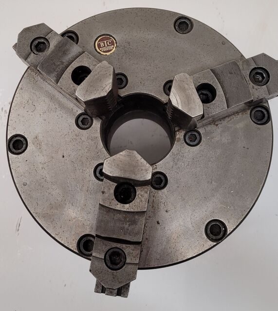 8" BTC, self-centering manual lathe chuck, 3-jaw, 2-1/4" hole, D1-6 mount - Image 3