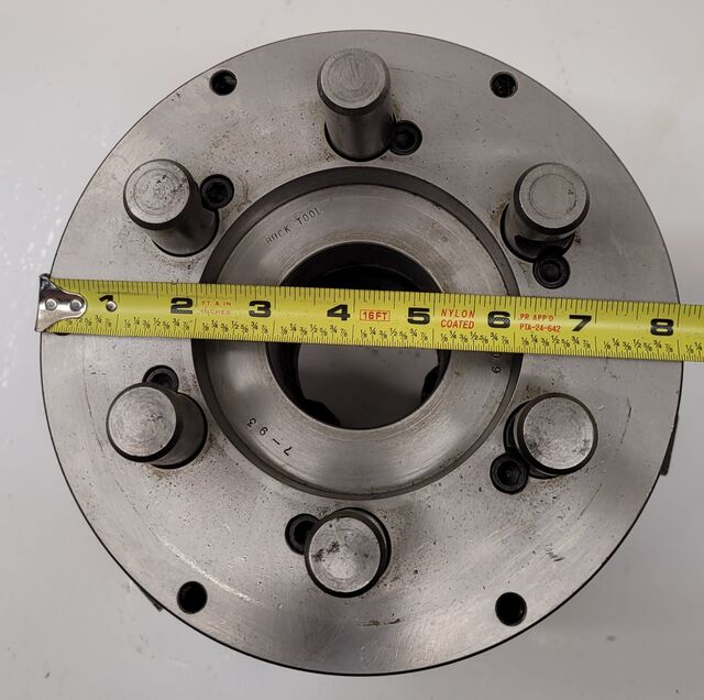 8" BTC, self-centering manual lathe chuck, 3-jaw, 2-1/4" hole, D1-6 mount - Image 4