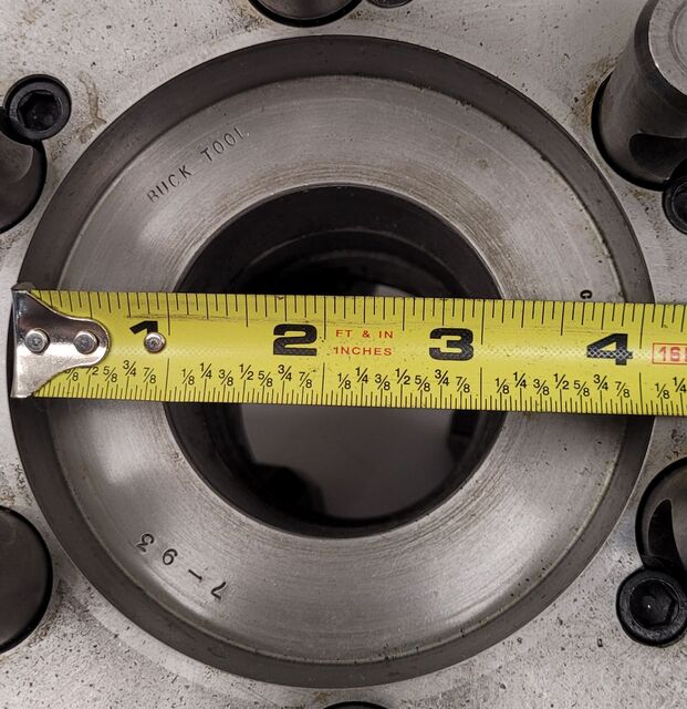 8" BTC, self-centering manual lathe chuck, 3-jaw, 2-1/4" hole, D1-6 mount - Image 5
